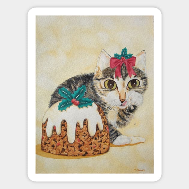 Cute gray kitten dressed for christmas Sticker by pollywolly